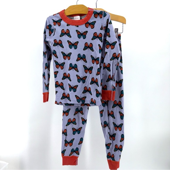 Hanna Andersson Butterfly Print Pajama Set - Purple and Orange - Picture 1 of 3